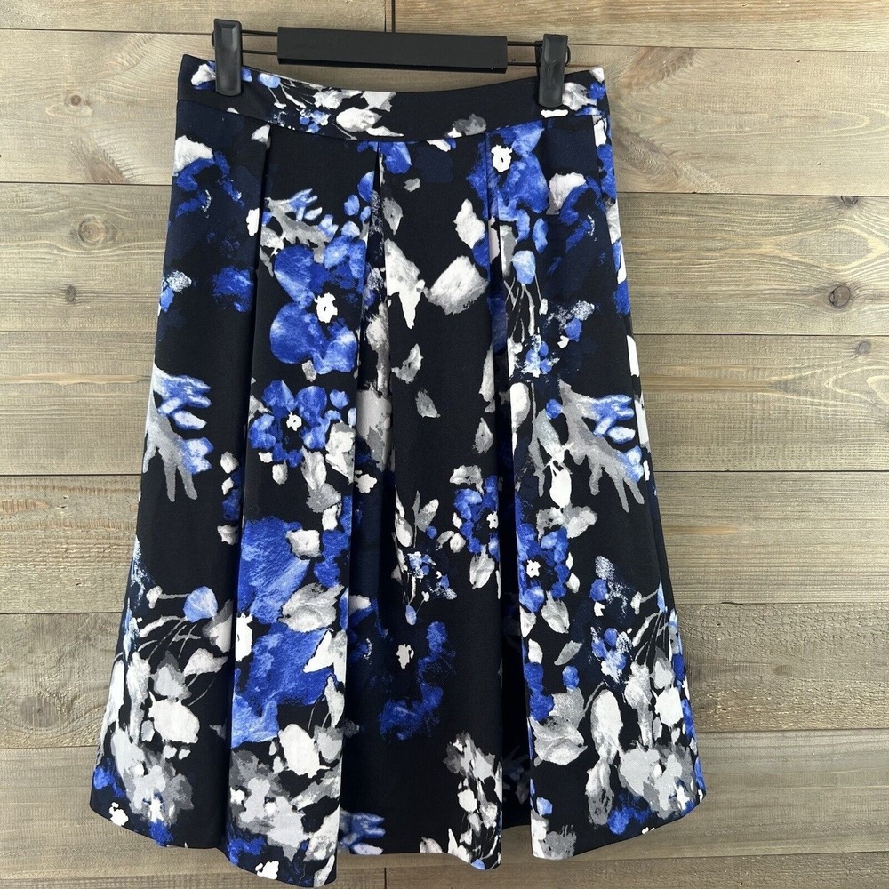 Tahari Arthur S. Levine Womens Skirt Aline Pleated Floral Career Professional 4P